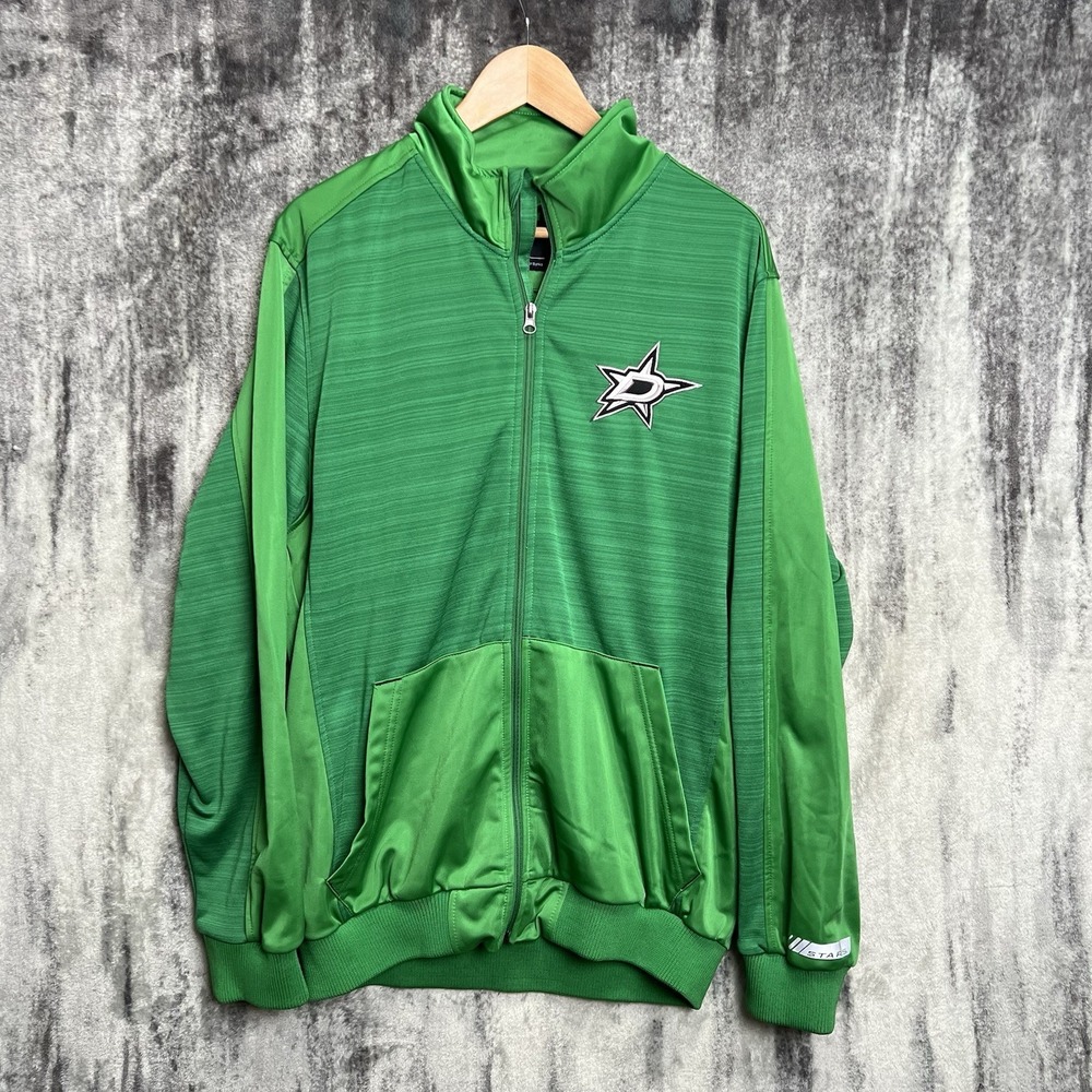 Dallas Stars NHL Large Green Hockey Track‎ Jacket GIII Carl Banks Embroidered